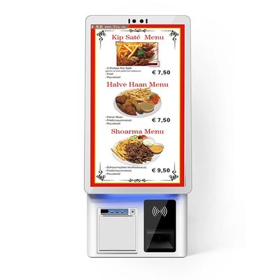 購入 屋内セルフサービス用の1920 * 1080P解像度の白い10ポイント容量性タッチレストラン注文キオスク online manufacture