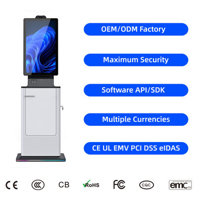 購入 27 32インチ 容量タッチスクリーン スマートセルフサービス ホテル チェックイン キオスク カード配布機 パスポート スキャナー 現金決済 SDK online manufacture