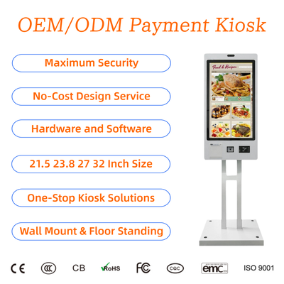 購入 21.5 27 32インチ タッチスクリーン セルフレジ kiosks QRスキャナー・チケットプリンター付き レストラン用 壁掛けまたはフロアスタンド online manufacture