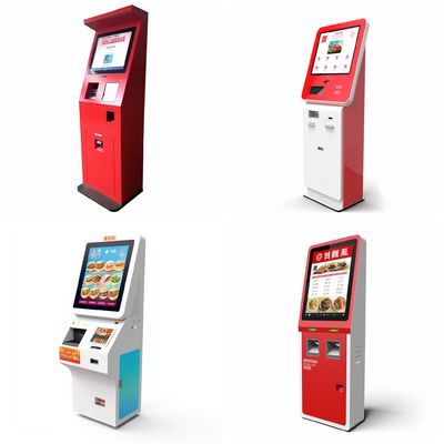 自動販売機の自己サービス切符のキオスクに札をつけるタッチ画面列