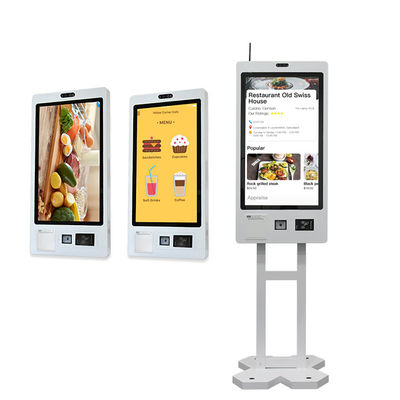 壁に設置されたAndroid 自動注文キオスク レストラン タッチスクリーン 食品注文キオスク マシン