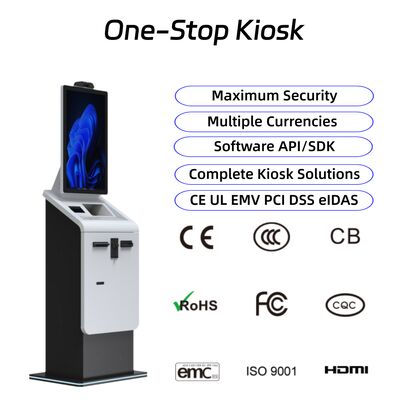 Touch Screen Self Service Payment Kiosk Bill Ticket A4 Printer Scanner Card Dispenser Cash Recycler Kiosk Terminal